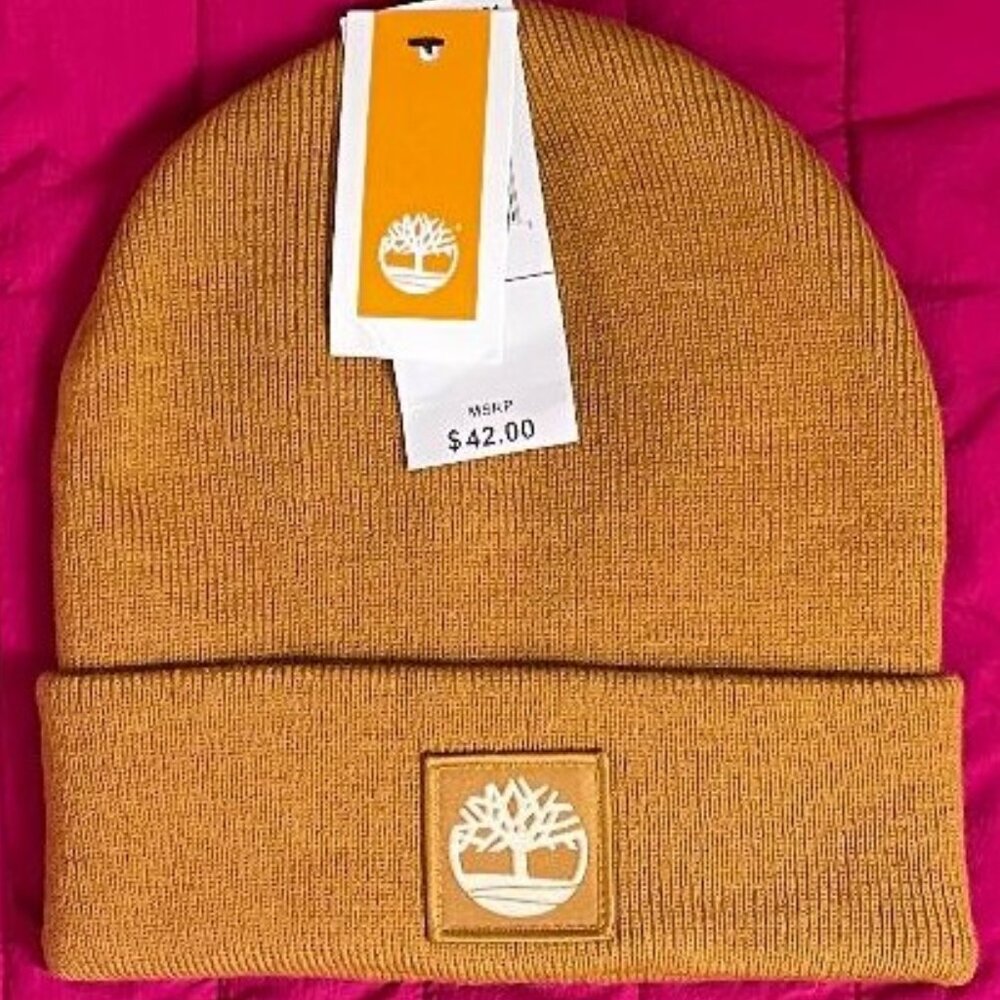 NWT $42 TIMBERLAND WHEAT / TAN BEANIE STOCKING CAP OS / ONE SIZE ( KNITTED TYPE)
